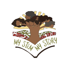 Logo contains an illustration of a tree where illustrated, faceless profiles of Black women are featured as the branches. Green text underneath reads "My Stem My Story"