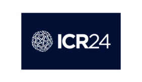 image contains a series of white triangles forming a circle. White text to the right reads "ICR24." 