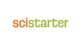 image contains the text "scistarter." "SCI" is in orange and "Starter" is in green