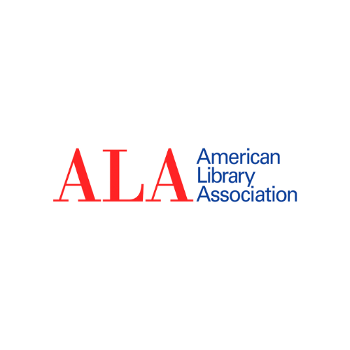 Red text to the left reads "ALA." Blue text to the right reads "American Library Association"