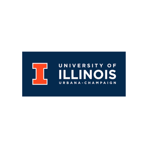 A navy background with an orange "I" to the left. White text to the right reads, "University of Illinois Urbana-Champaign."