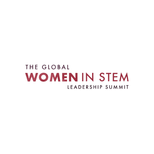 Black and text reads "The Global Women in STEM Leadership Summit."