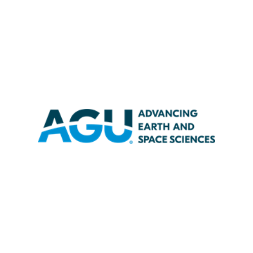 Image contains the letters "AGU" on the left in two-toned blue colors. Dark blue text to the right reads "Advancing Earth and Space Sciences"