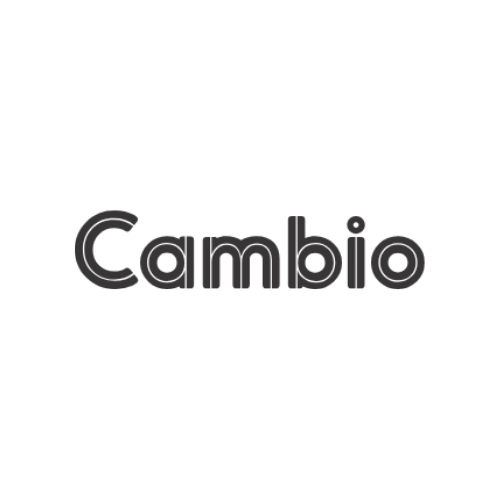 Image contains black block letters reading "Cambio." All letters have a thin white line spelling out the same letters.