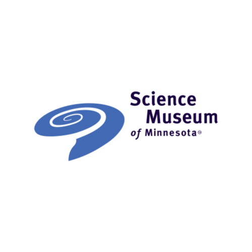 Image to the left contains a blue whirl. Black text to the right reads "Science Museum of Minnesota"