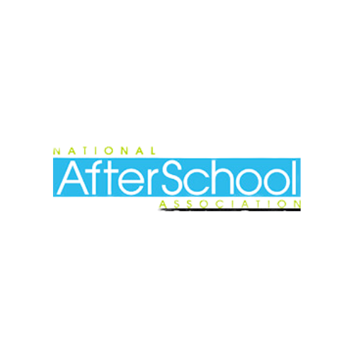 Image contains a light blue box with the word "After School" in white. Green text above reads "national" and green text underneath reads "Association"