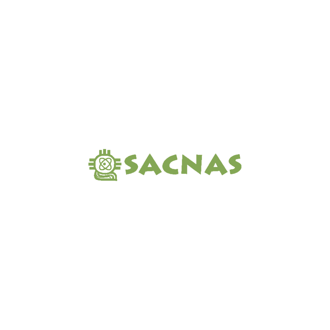Society for the Advancement of ChicanosHispanics and Native Americans in Science logo. Green letter text with green science icon.