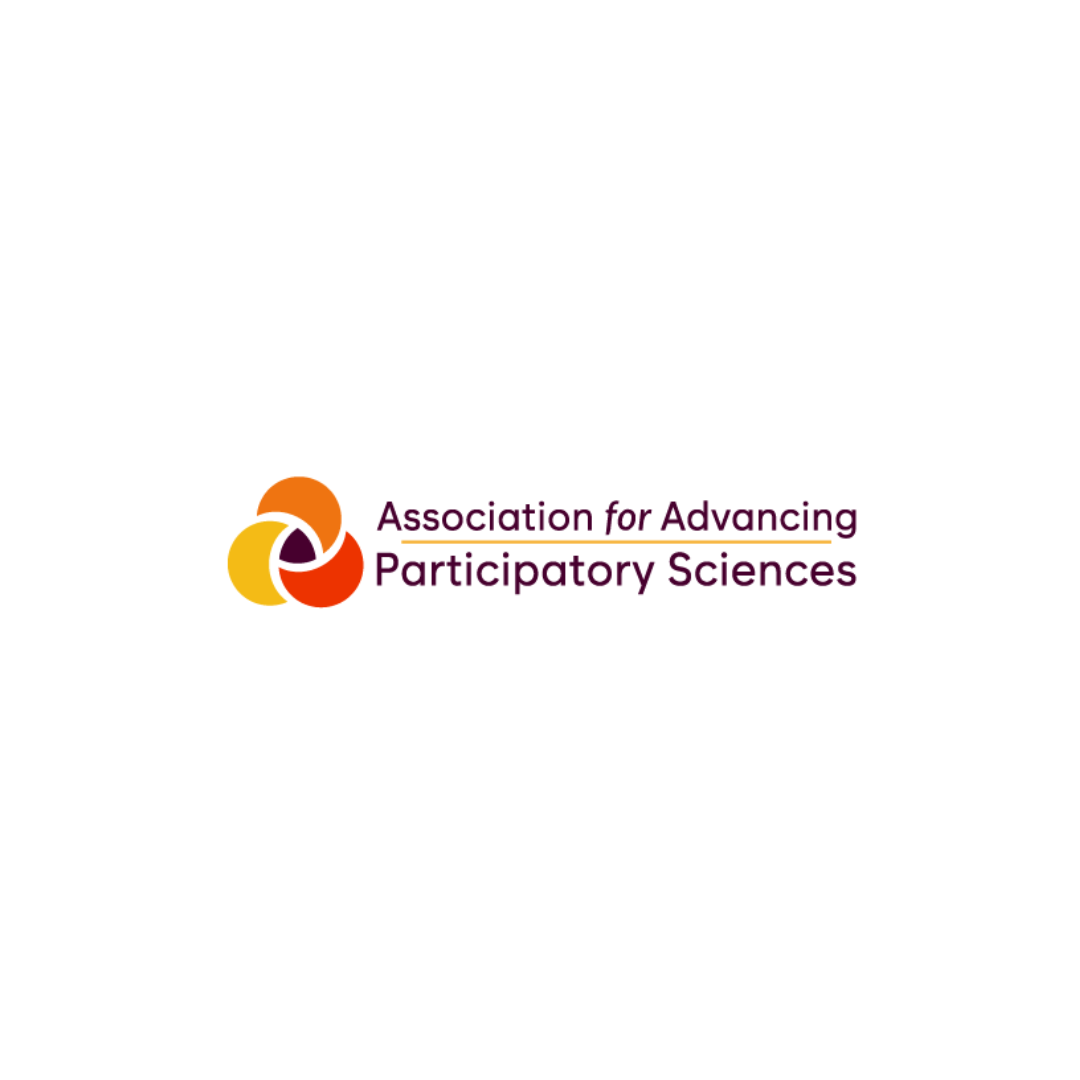 Association for Advancing Participatory Sciences logo with an orange and yellow recycling symbol.