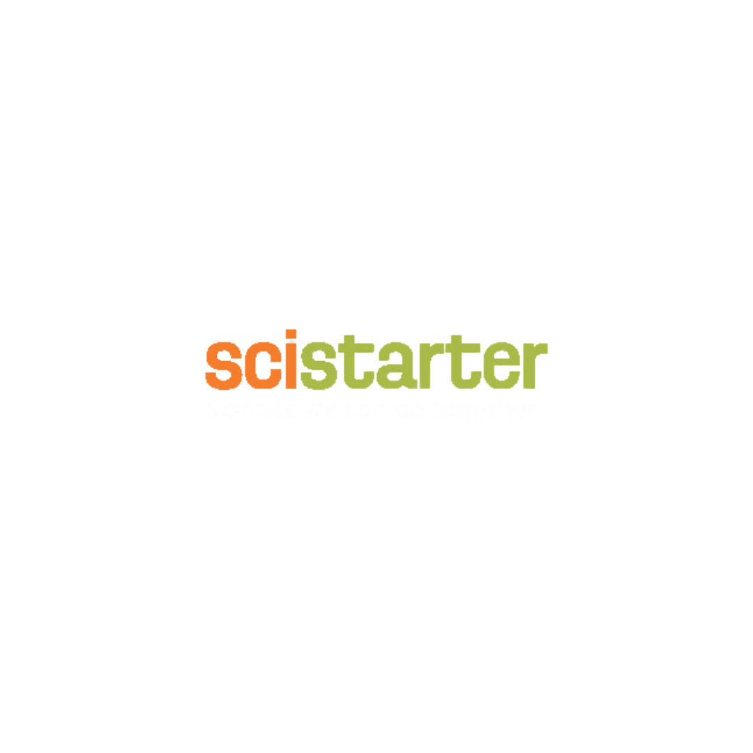 SciStarter logo with orange letters S,C,I and green lettrs spelling our starter.