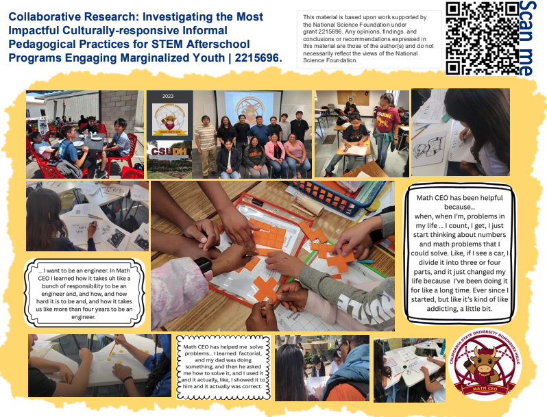 Collaborative Research Culturally responsive Informal Pedagogical Practices for STEM Afterschool Programs Engaging Marginalized Youth 2215696