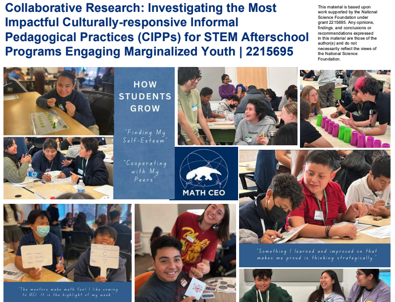 Collaborative Research Investigating the Most Impactful Culturally responsive Informal Pedagogical Practices for STEM Afterschool Programs Engaging Marginalized Youth 2215695